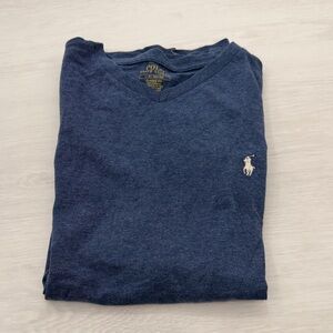Polo by Ralph Lauren Heathered Navy V‑Neck Tee Shirt